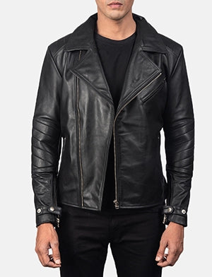 Raiden Black Leather Biker Jacket