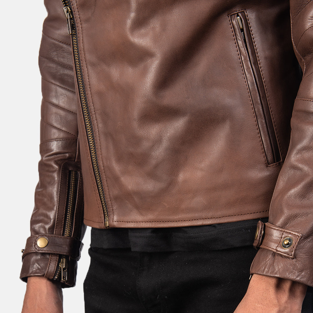 Raiden Brown Leather Biker Jacket