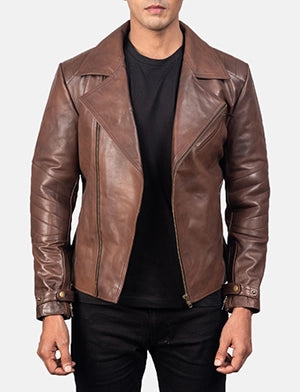 Raiden Brown Leather Biker Jacket