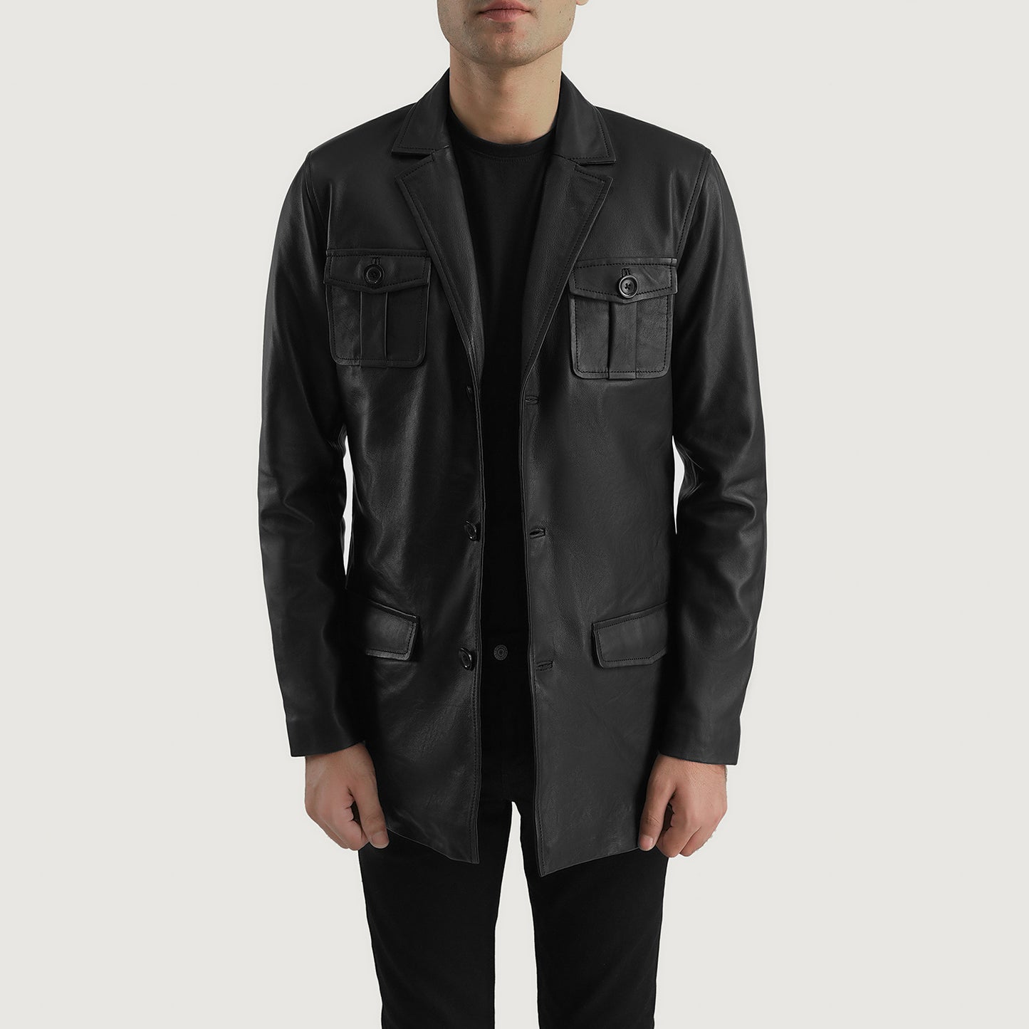 Ray Cutler Black Leather Blazer