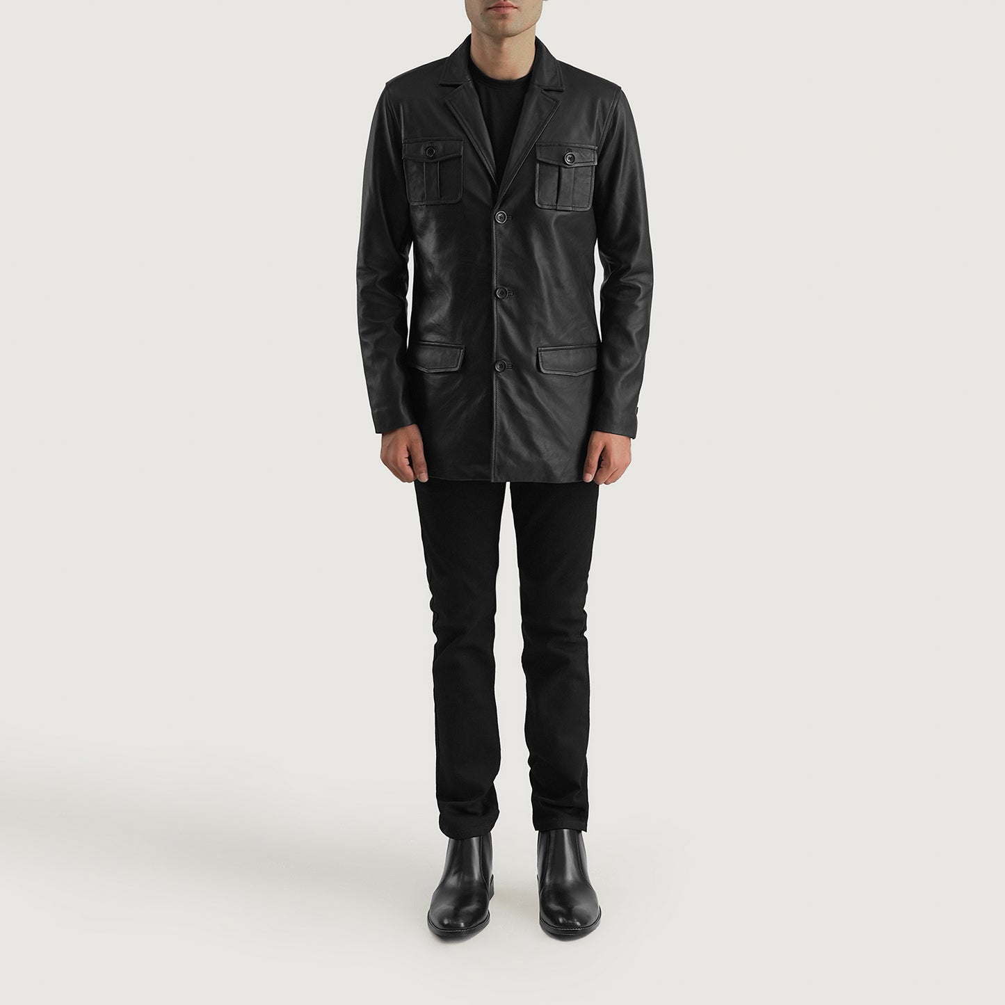 Ray Cutler Black Leather Blazer