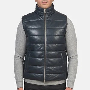 Reeves Green Leather Puffer Vest