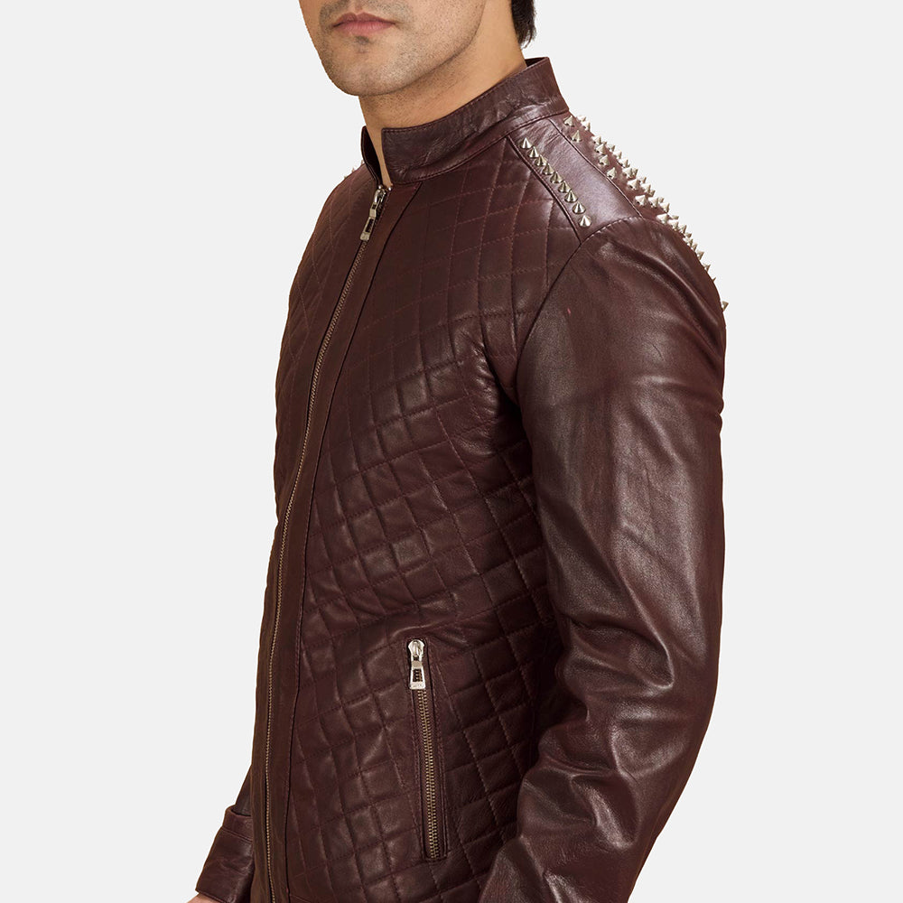 Rumano Jae Maroon Leather Biker Jacket