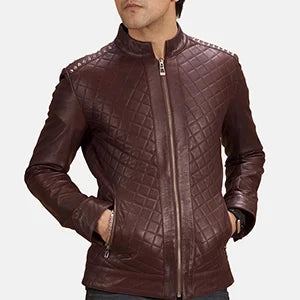 Rumano Jae Maroon Leather Biker Jacket