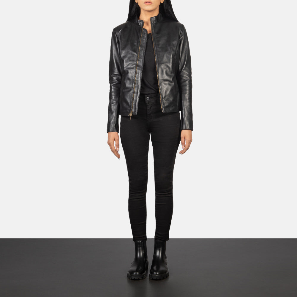 Rumella Black Leather Biker Jacket