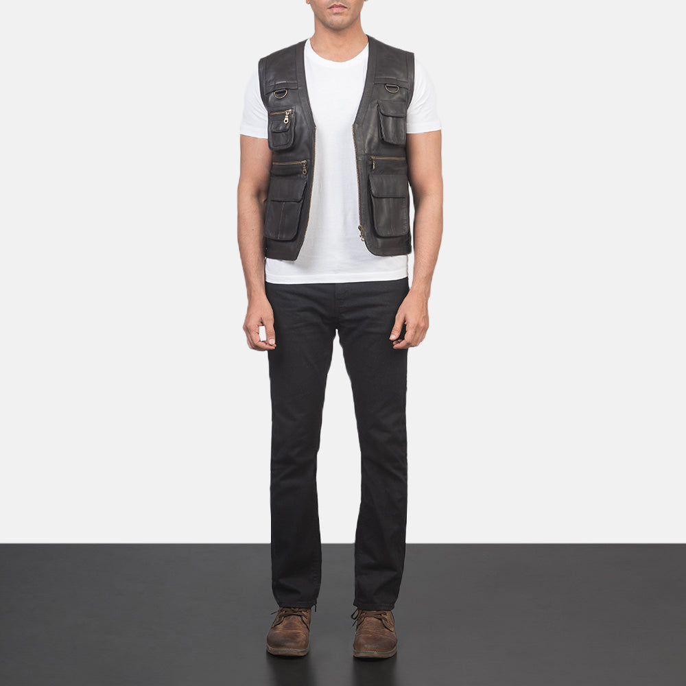 Safari Brown Leather Vest