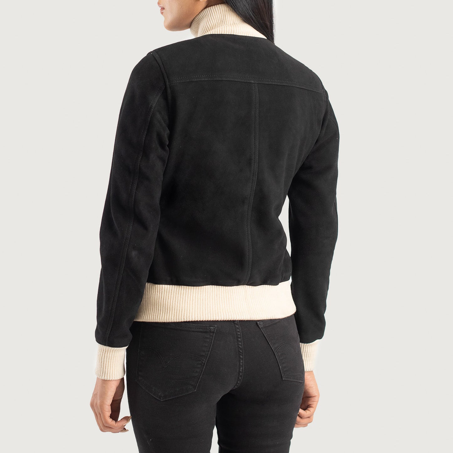 Sasha A1 Black Suede Bomber Jacket