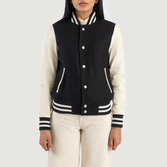 Savant Black &amp; White Hybrid Varsity Jacket