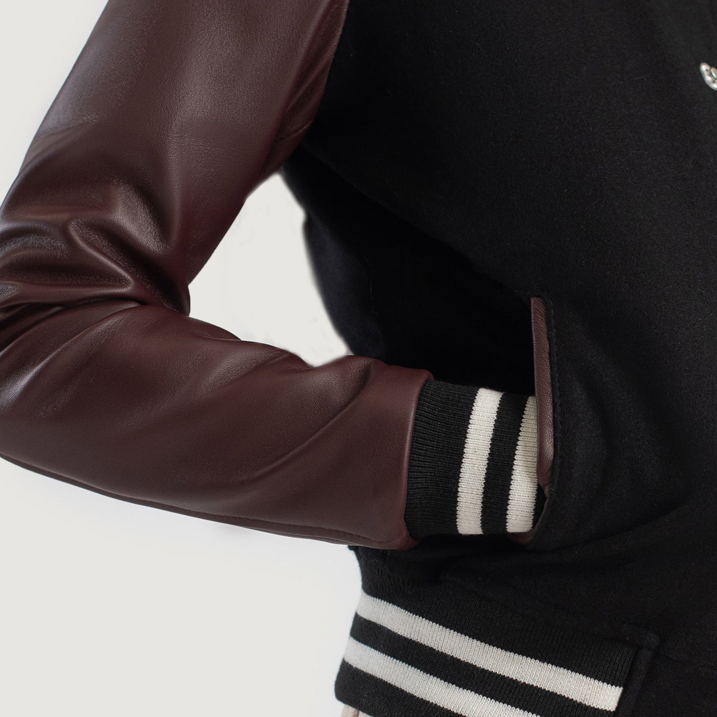 Savant Maroon &amp; Black Hybrid Varsity Jacket