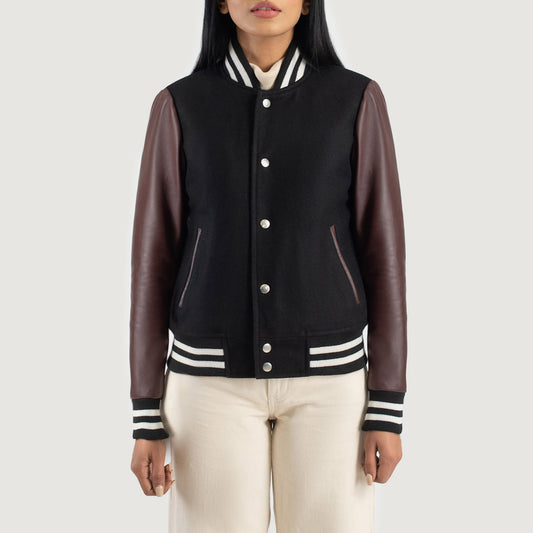 Savant Maroon &amp; Black Hybrid Varsity Jacket