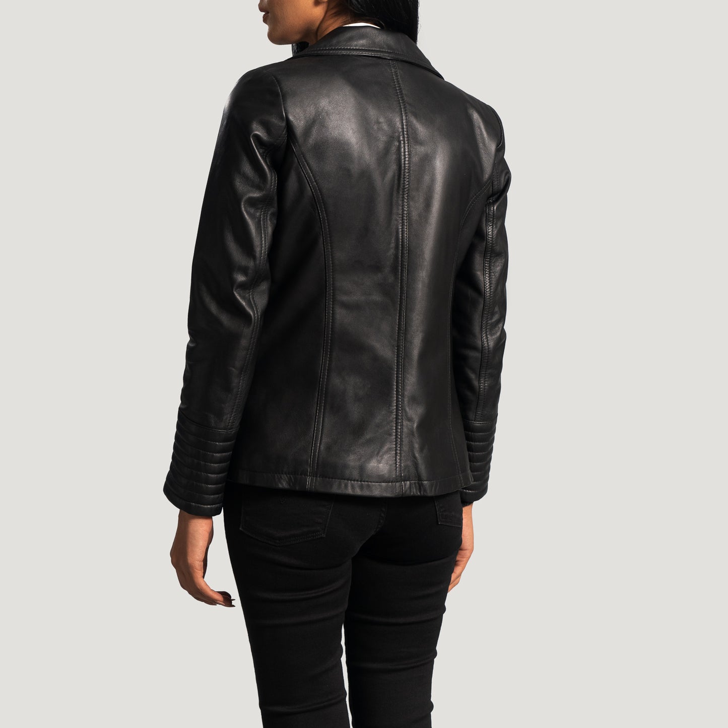 Selina Black Leather Blazer