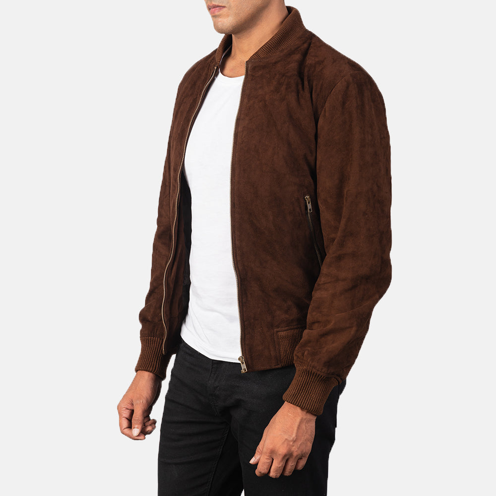 Shane Mocha Suede Bomber JacketShane Mocha Suede Bomber Jacket