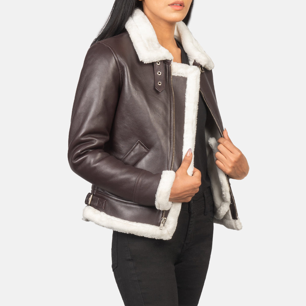 Sherilyn B-3 Maroon Leather Bomber Jacket