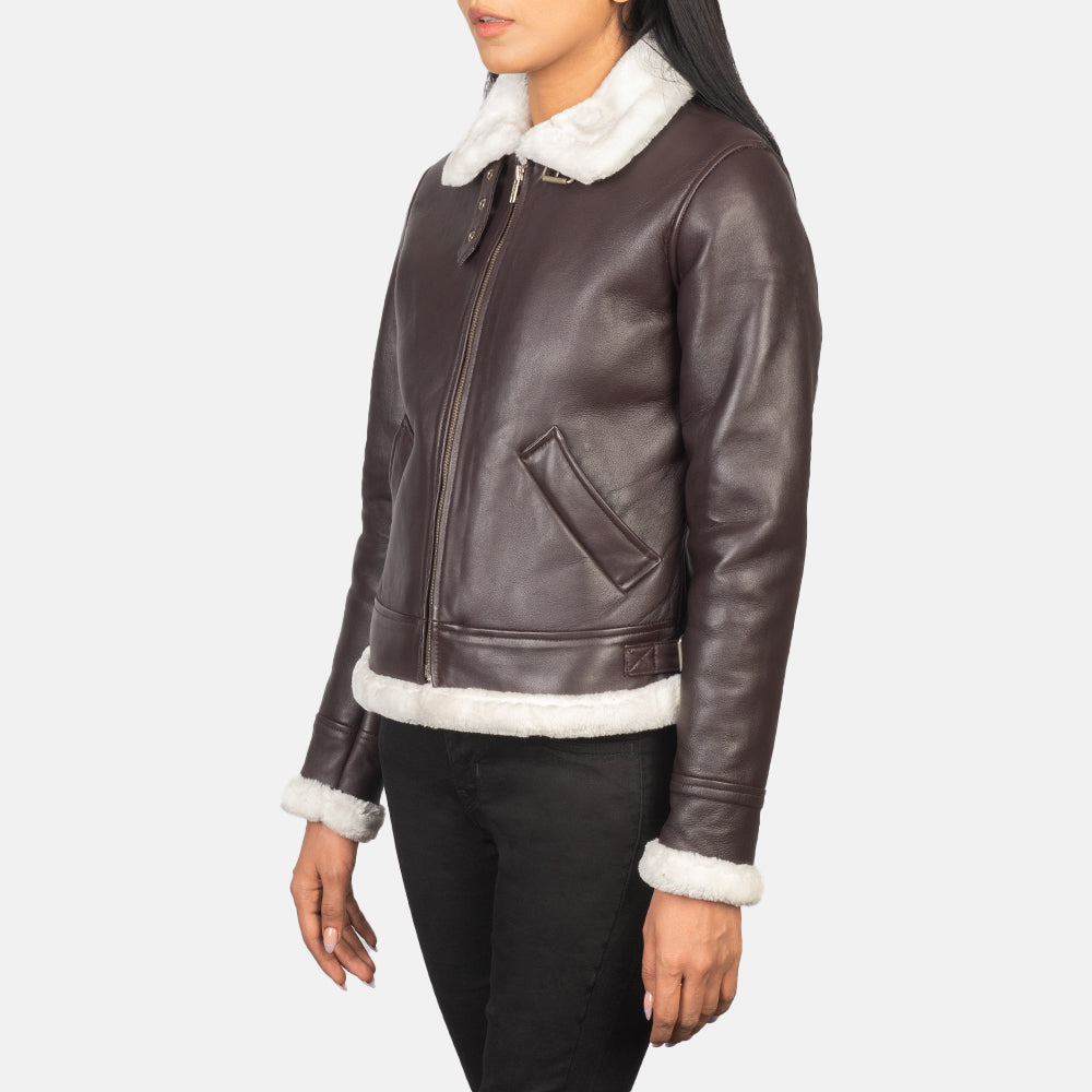 Sherilyn B-3 Maroon Leather Bomber Jacket