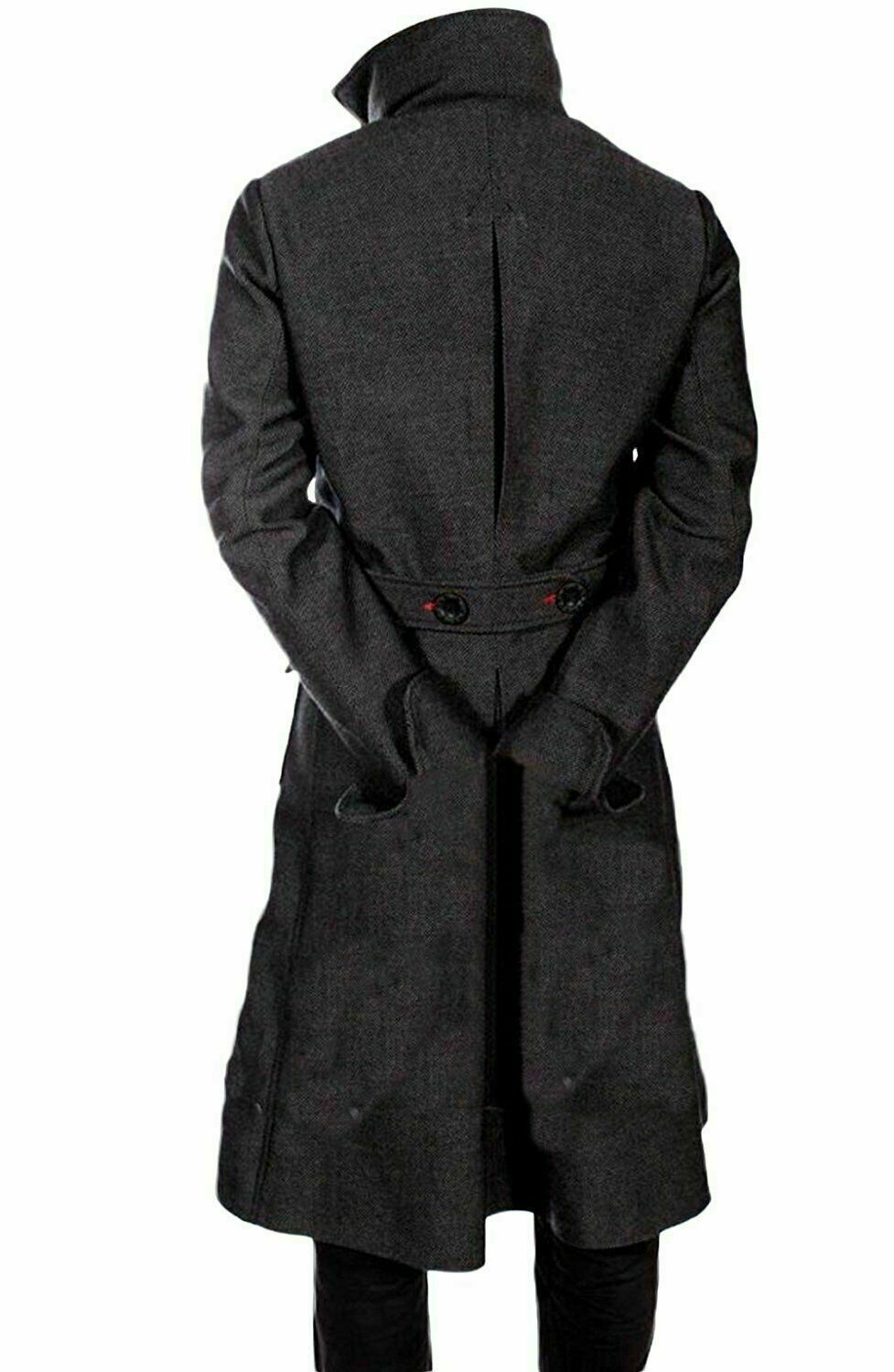 Sherlock Holmes Black Woolen Trench Coat