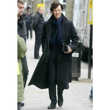 Sherlock Holmes Black Woolen Trench Coat