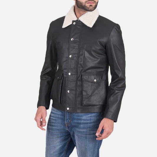 Snow Cole Black Leather Jacket