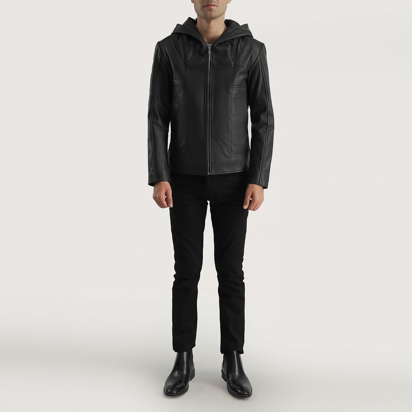 Spratt Black Hooded Leather Jacket