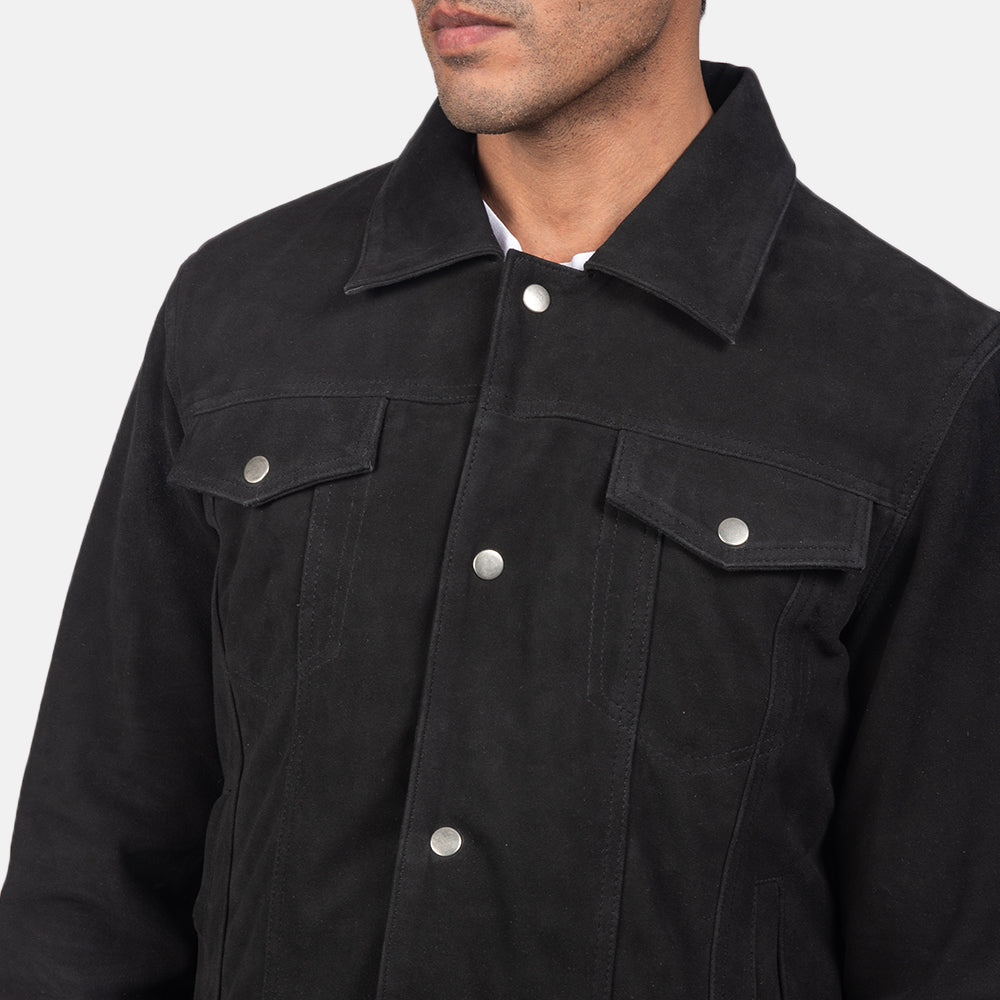 Stallon Black Suede Trucker Jacket