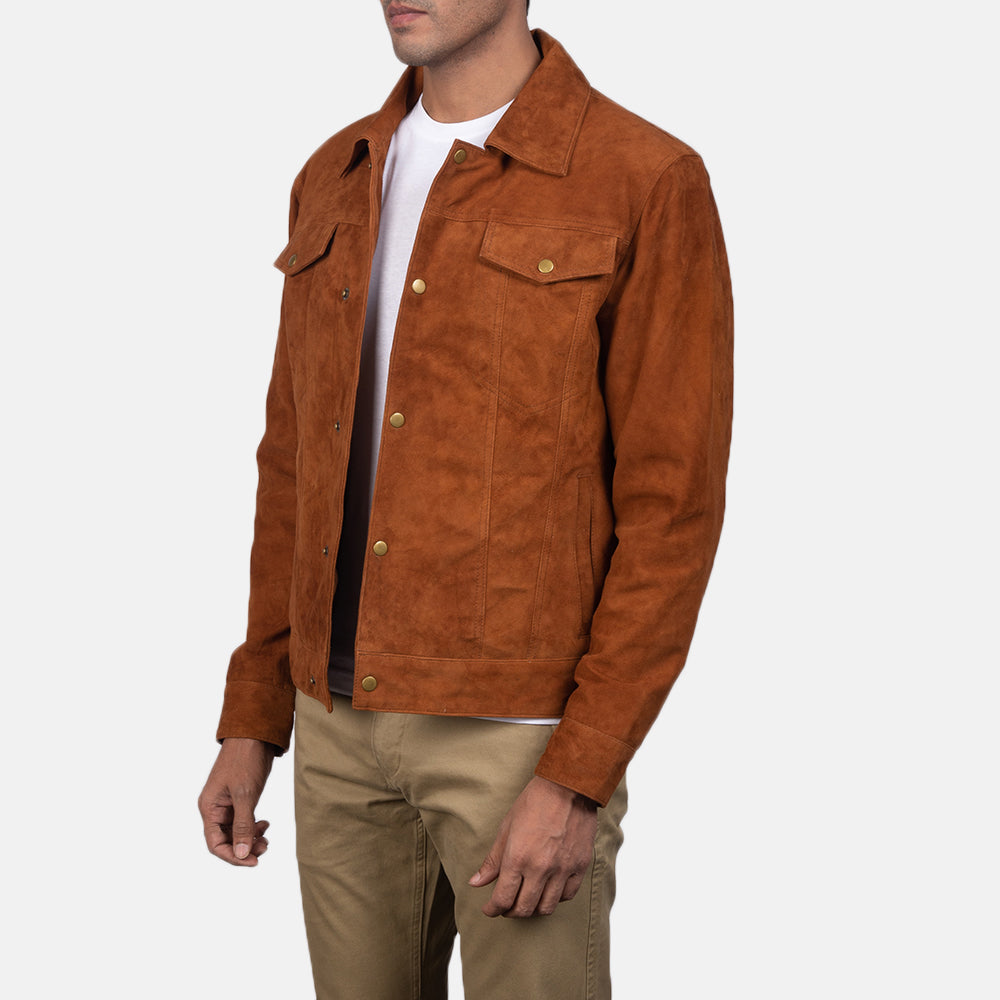 Stallon Brown Suede Trucker Jacket