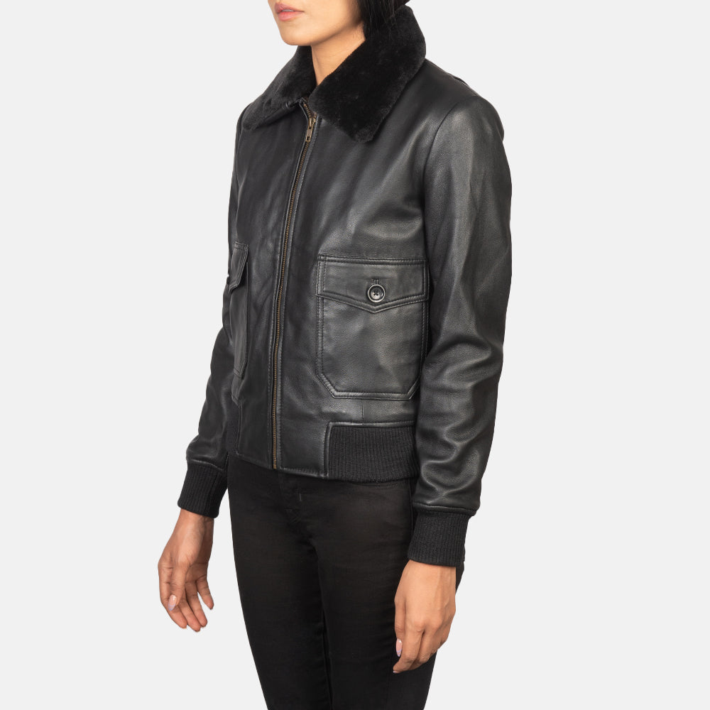 Stella G-1 Black Leather Bomber Jacket