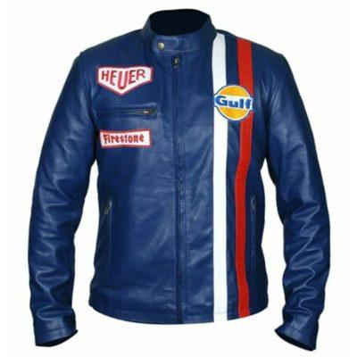 Steve McQueen Le Mans Blue Racer Leather Jacket