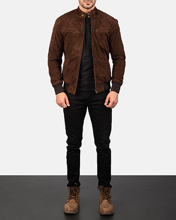 Sven Mocha Suede Bomber Jacket