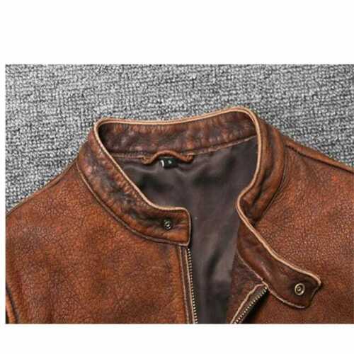 Tan Brown Cafe Racer Leather Jacket for Men