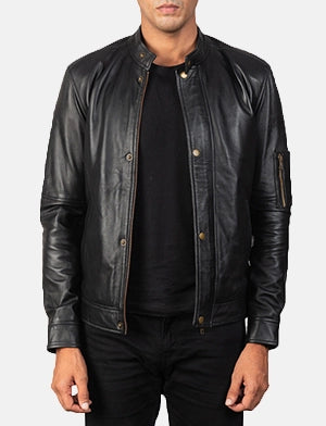 Tea House Black Leather Biker Jacket