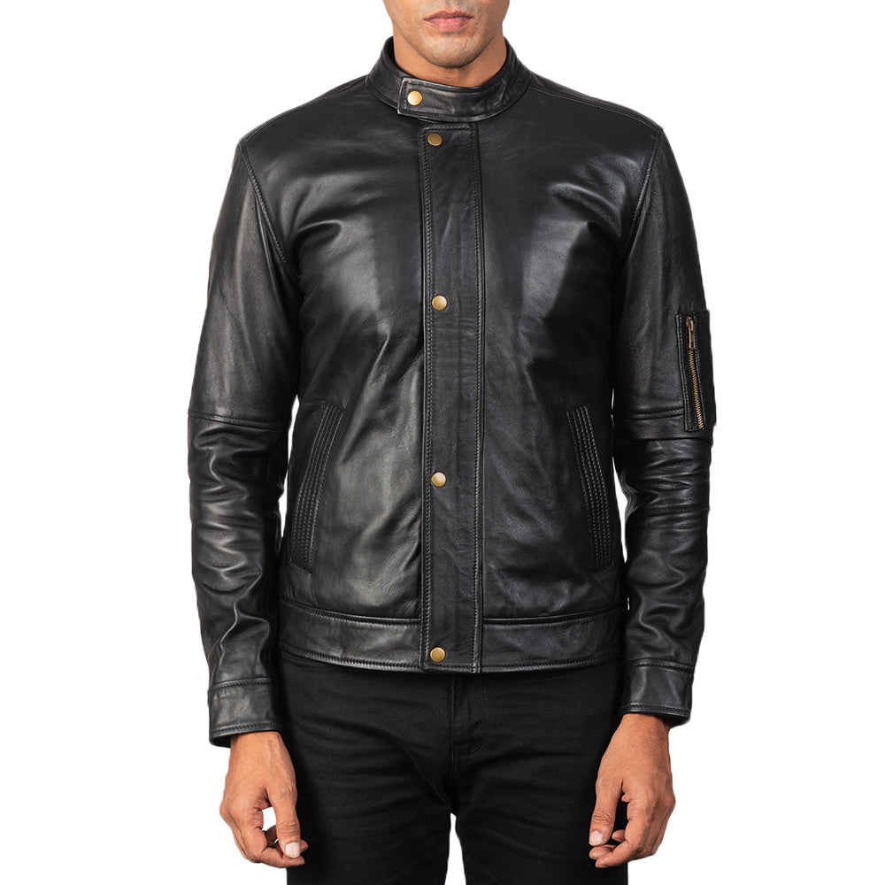 Tea House Black Leather Biker Jacket