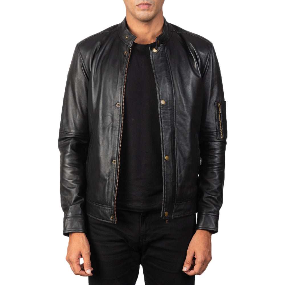 Tea House Black Leather Biker Jacket