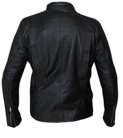 The Punisher Padded Embossed Black Biker Leather Jacket