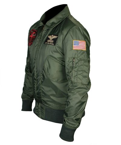 Tom Cruise Bombe Maverick Green Leather Jacket