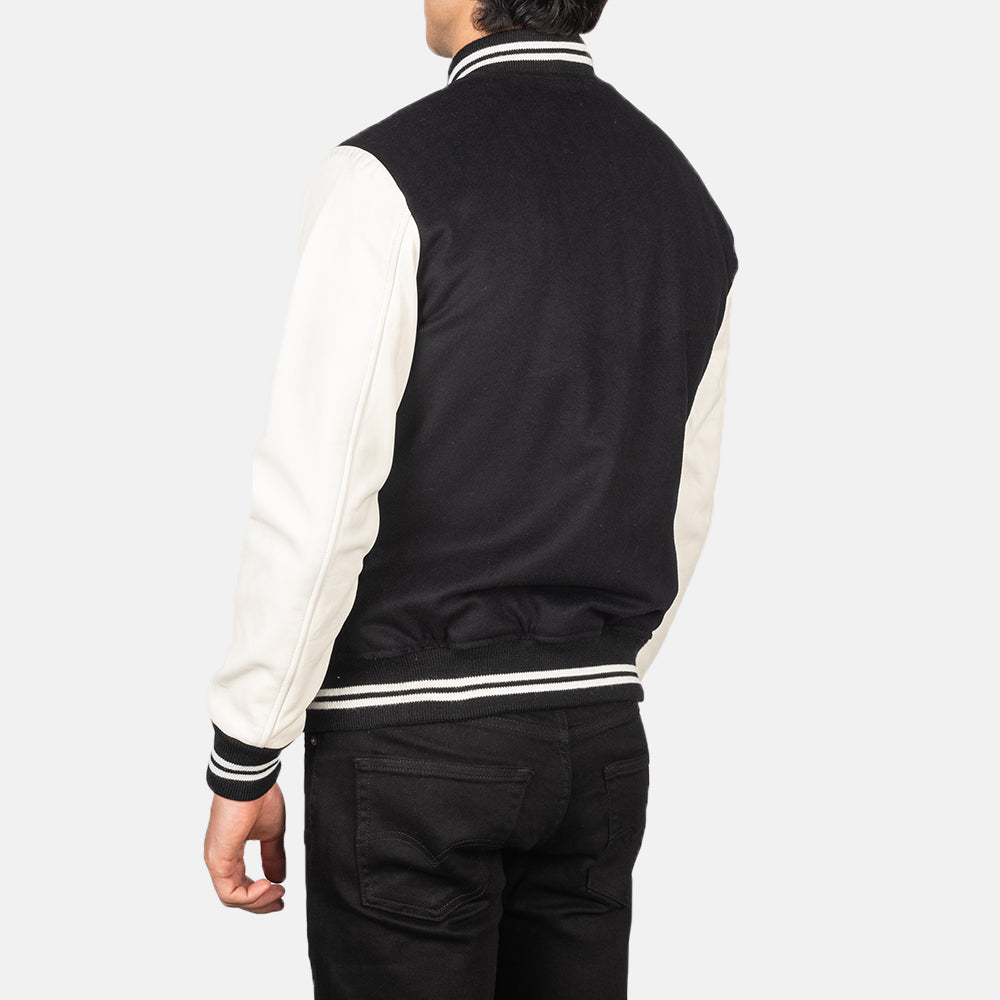 Vaxton Black &amp; White Hybrid Varsity Jacket