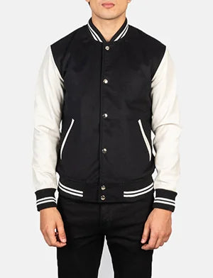 Vaxton Black &amp; White Hybrid Varsity Jacket