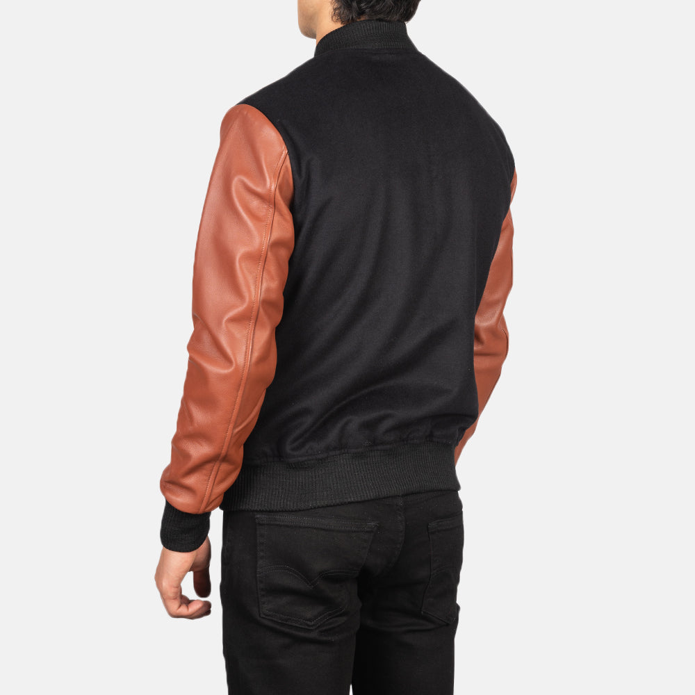 Vaxton Brown &amp; Black Hybrid Varsity Jacket