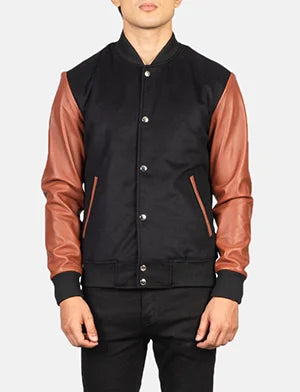 Vaxton Brown &amp; Black Hybrid Varsity Jacket