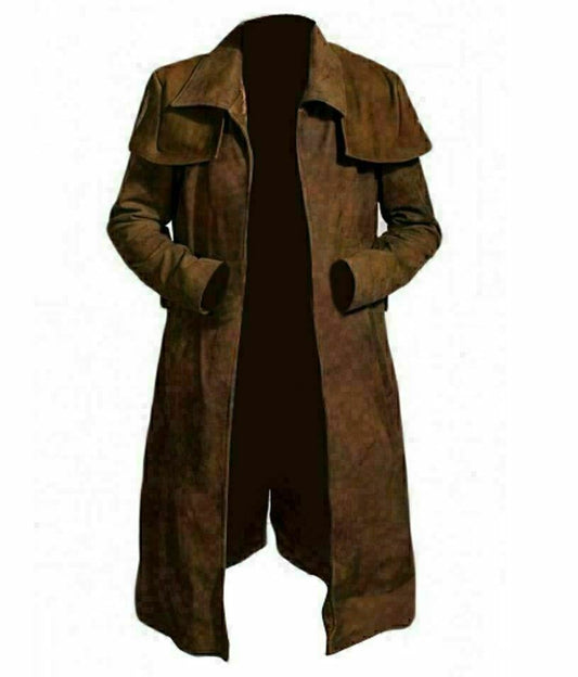 Vegas Veteran Ranger Men’s Brown Leather Trench Coat