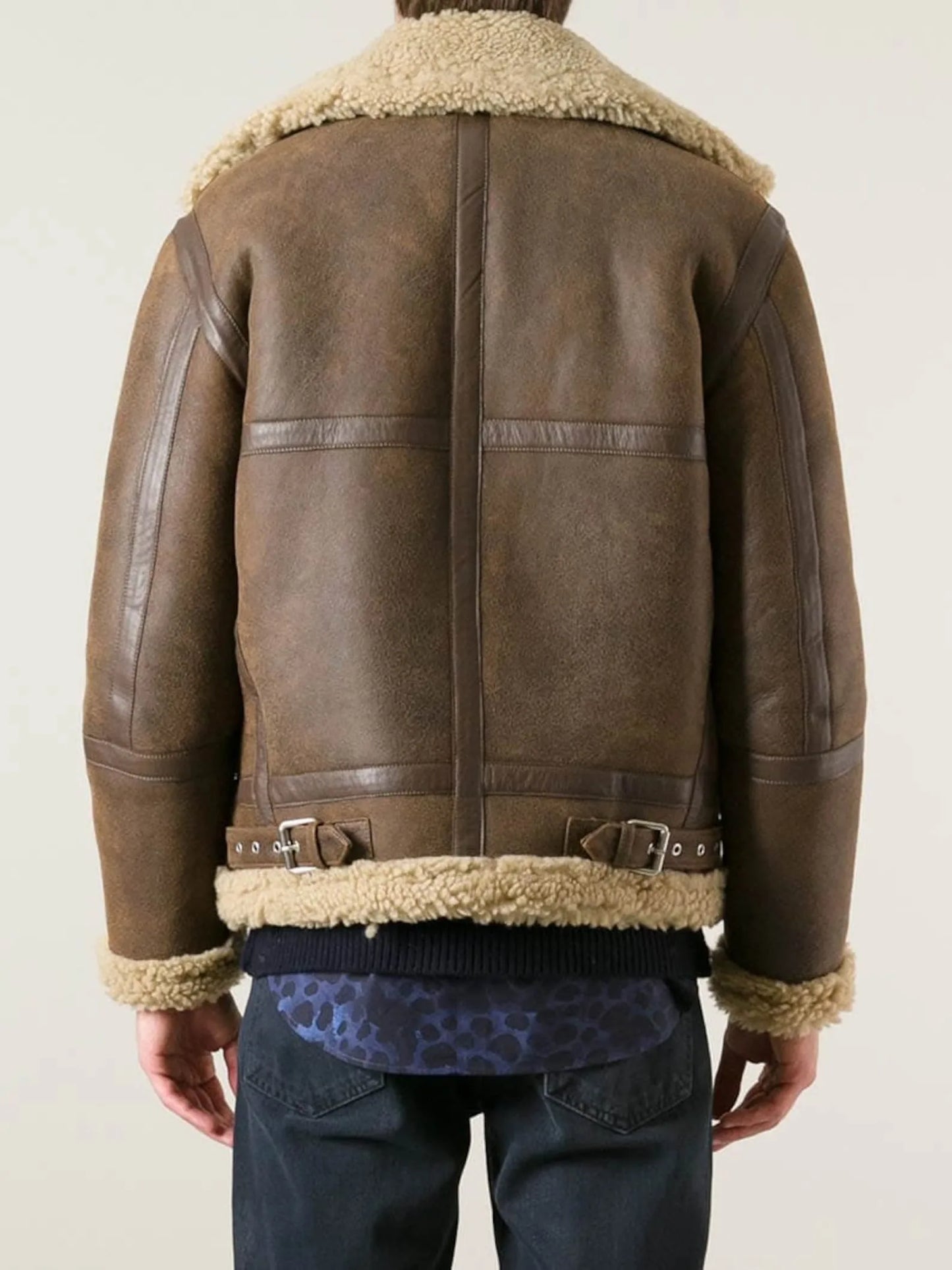 Vintage 70s Men’s Brown Bomber Sheepskin Leather Jacket