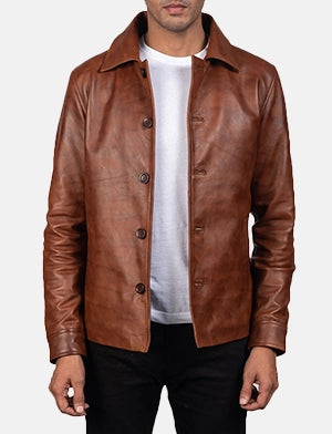 Waffle Brown Leather Jacket