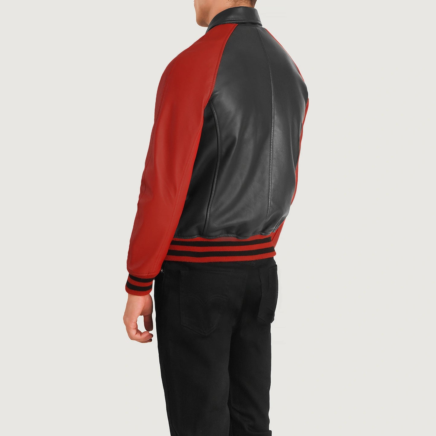 Walton Black &amp; Red Leather Varsity Jacket