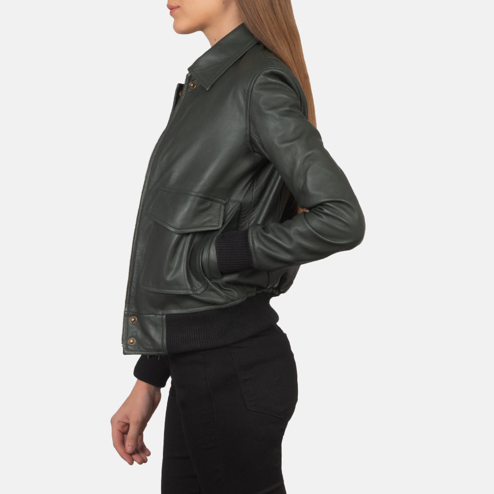 Westa A-2 Green Leather Bomber Jacket