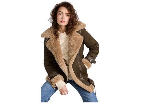 Women’s B3 Bomber Brown Shearling Suede Jacket