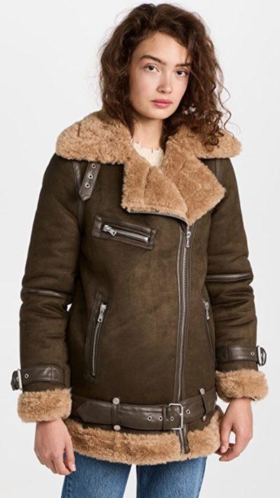 Women’s B3 Bomber Brown Shearling Suede Jacket