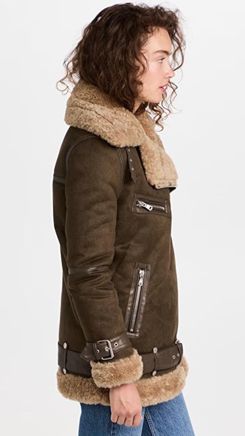 Women’s B3 Bomber Brown Shearling Suede Jacket