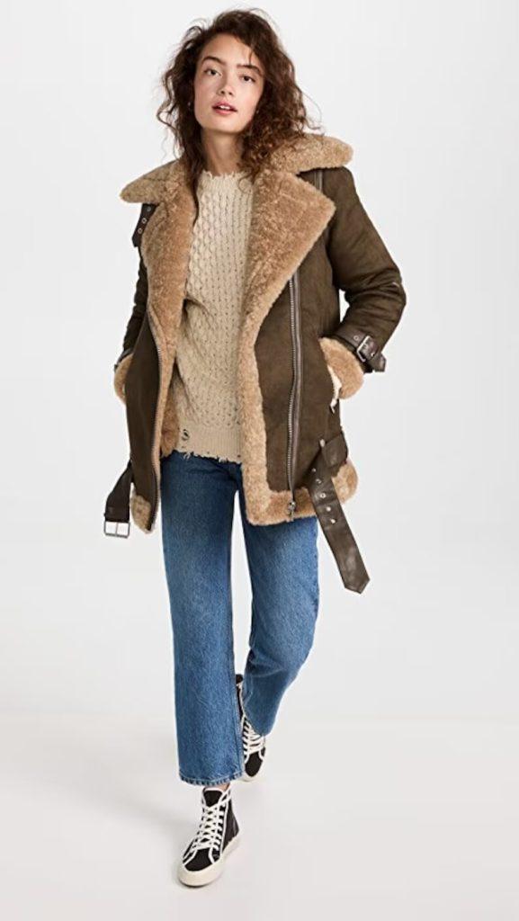 Women’s B3 Bomber Brown Shearling Suede Jacket