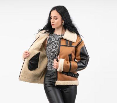 Women’s B3 RAF Brown Shearling Sherpa Lined Jacket