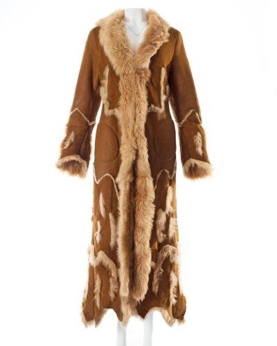 Women’s Brown Penny Lane Shearling Fur Long Coat