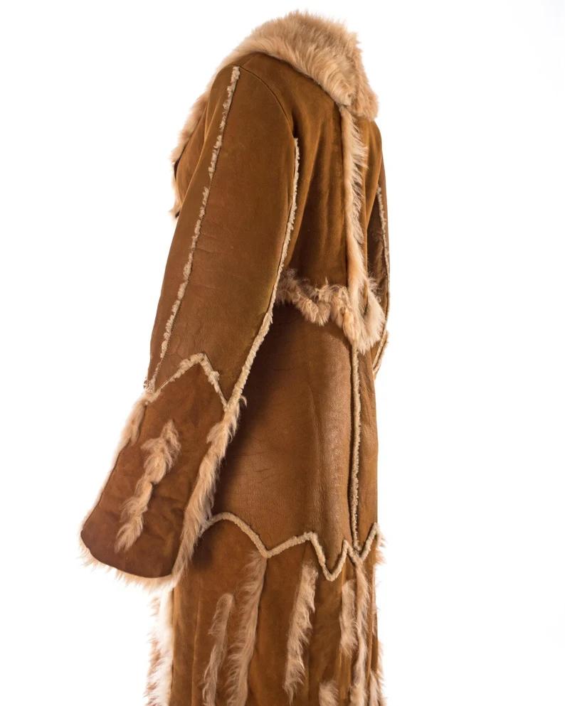 Women’s Brown Penny Lane Shearling Fur Long Coat