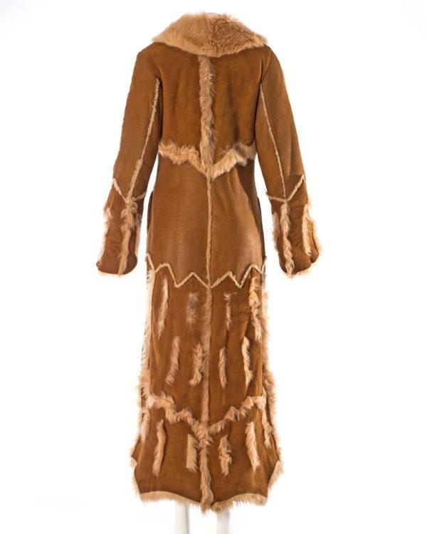 Women’s Brown Penny Lane Shearling Fur Long Coat